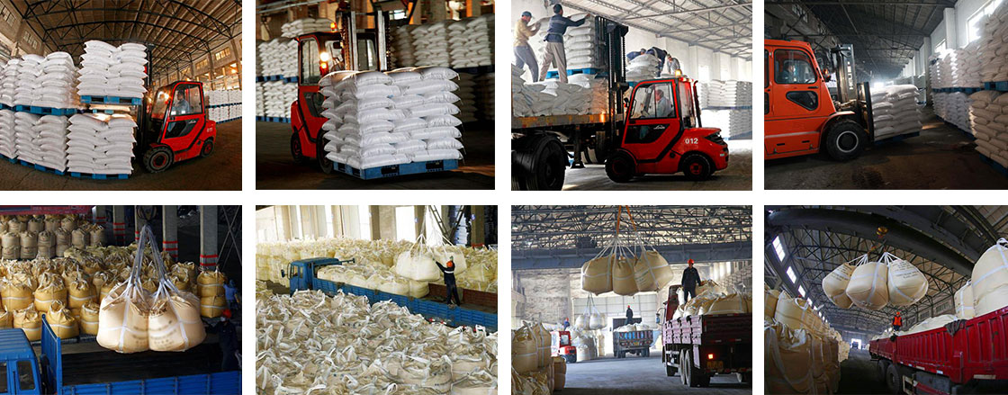 Stockage, manutention des sacs et chargement du carbonate de sodium
