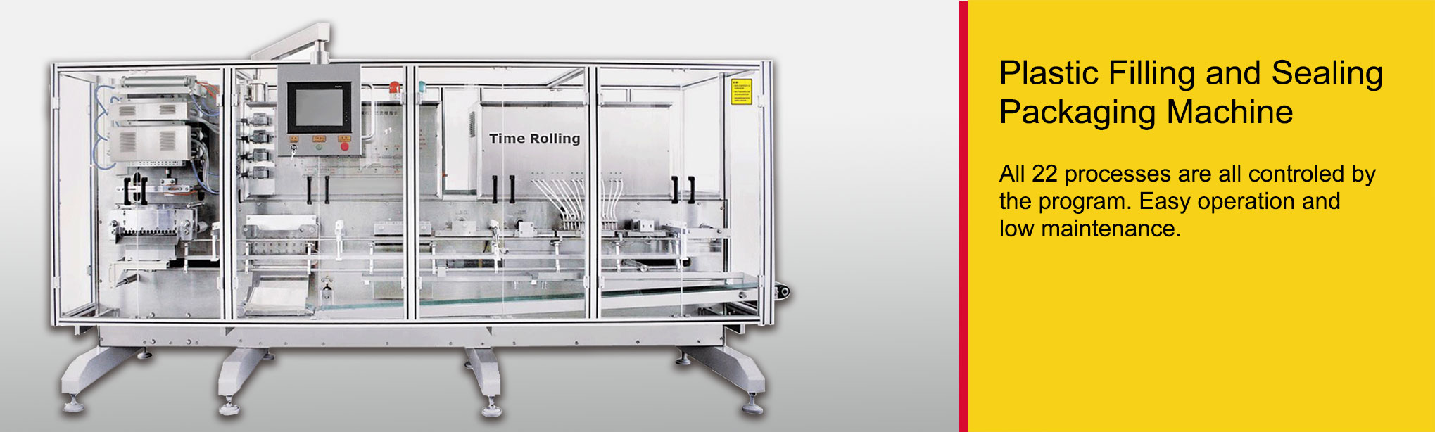 Machine de remplissage et scellage plastique — Équipement Time Rolling